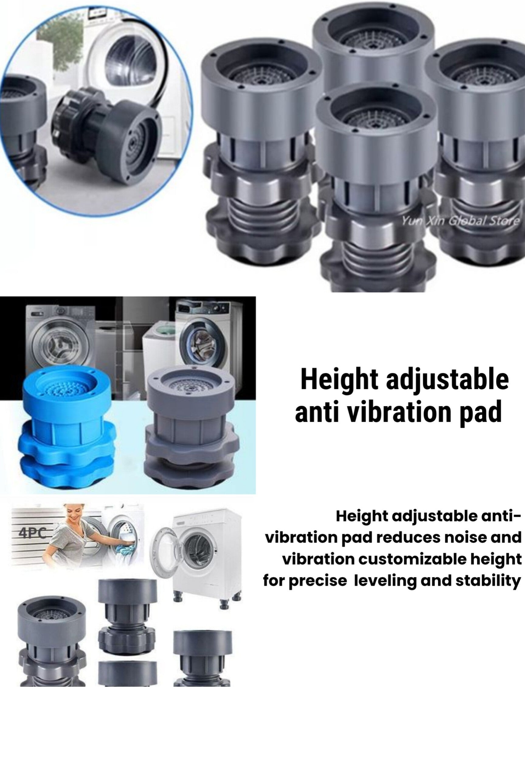 Height adjustable anti vibration pad