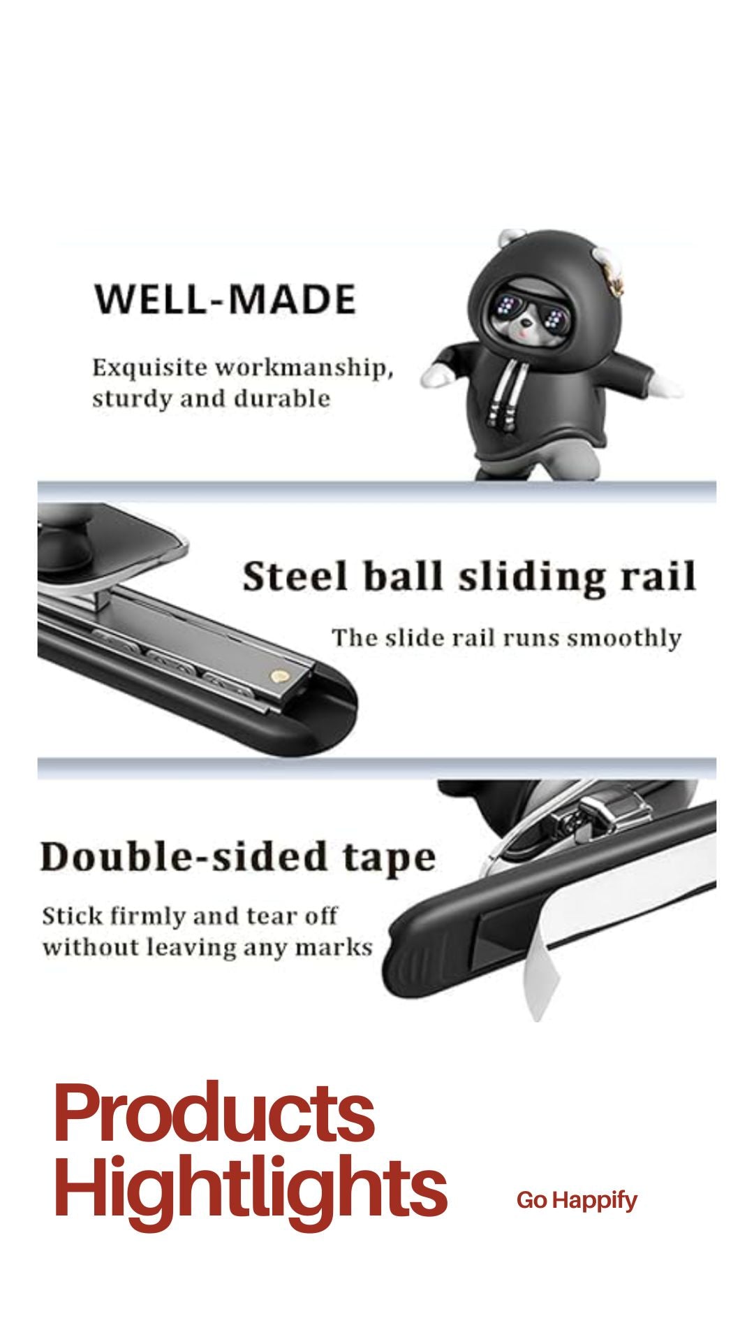 Car dashboard sliding panda