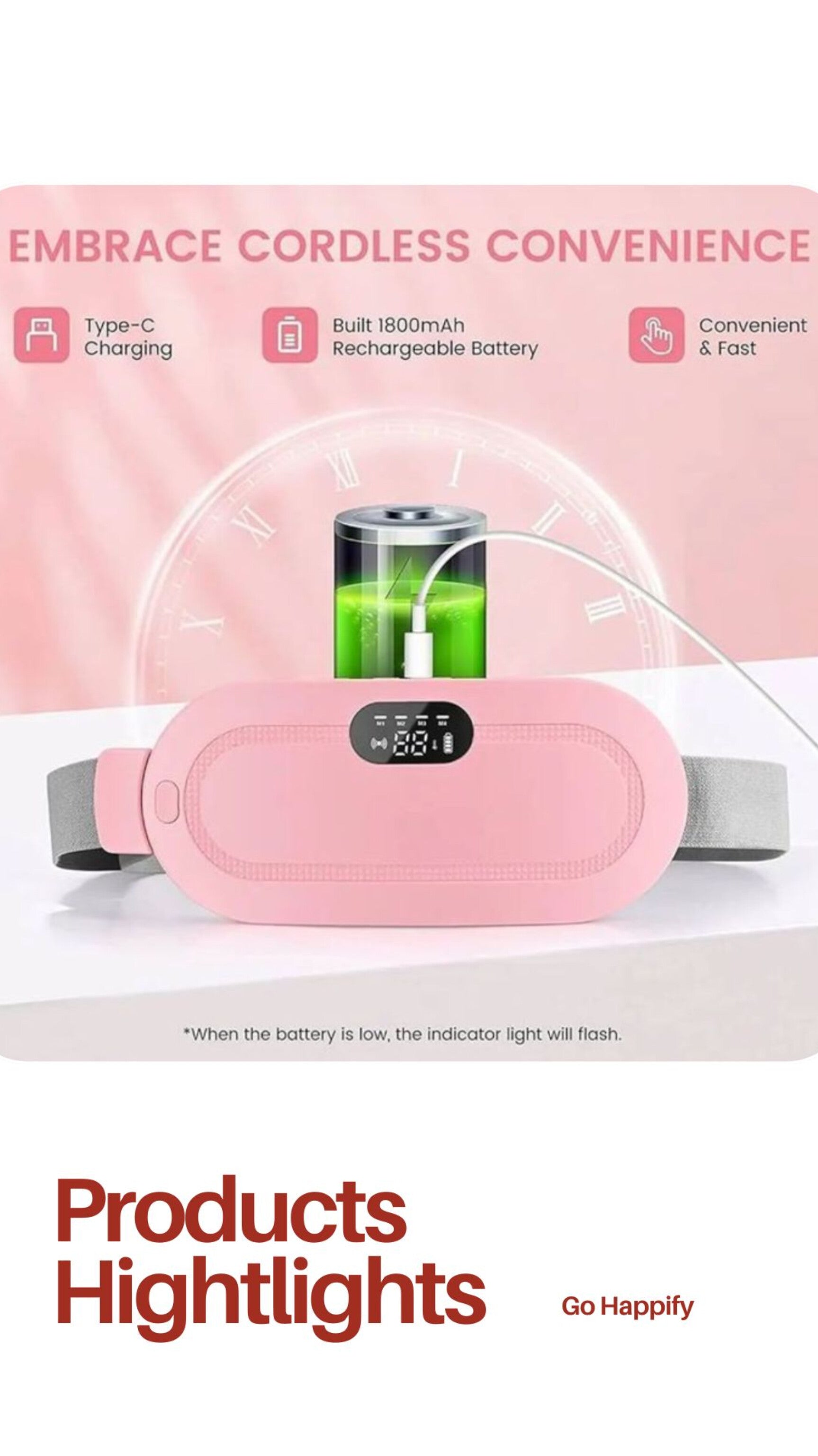 Menstrual Cramp Relief Device – Portable Period Pain Reliever | Heat & Massage Therapy for PMS