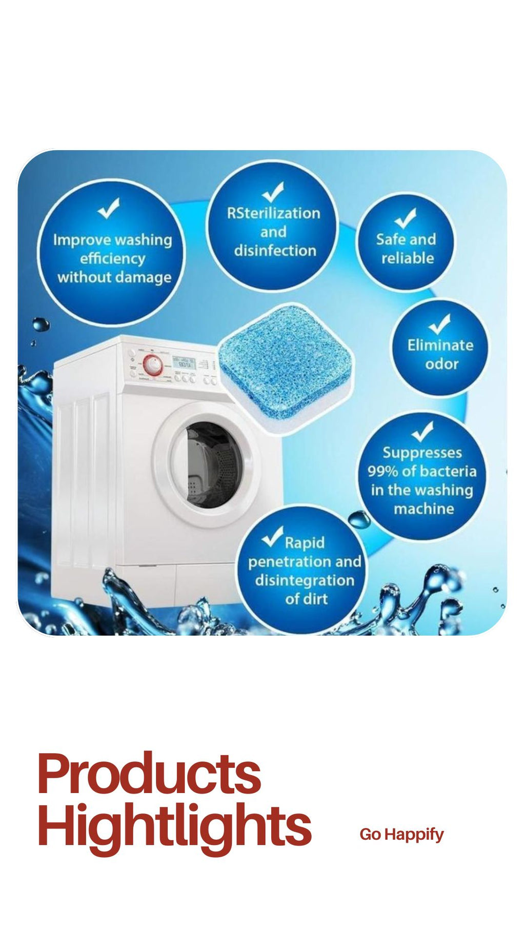 Washing machine cleaning tablet - pack of 12