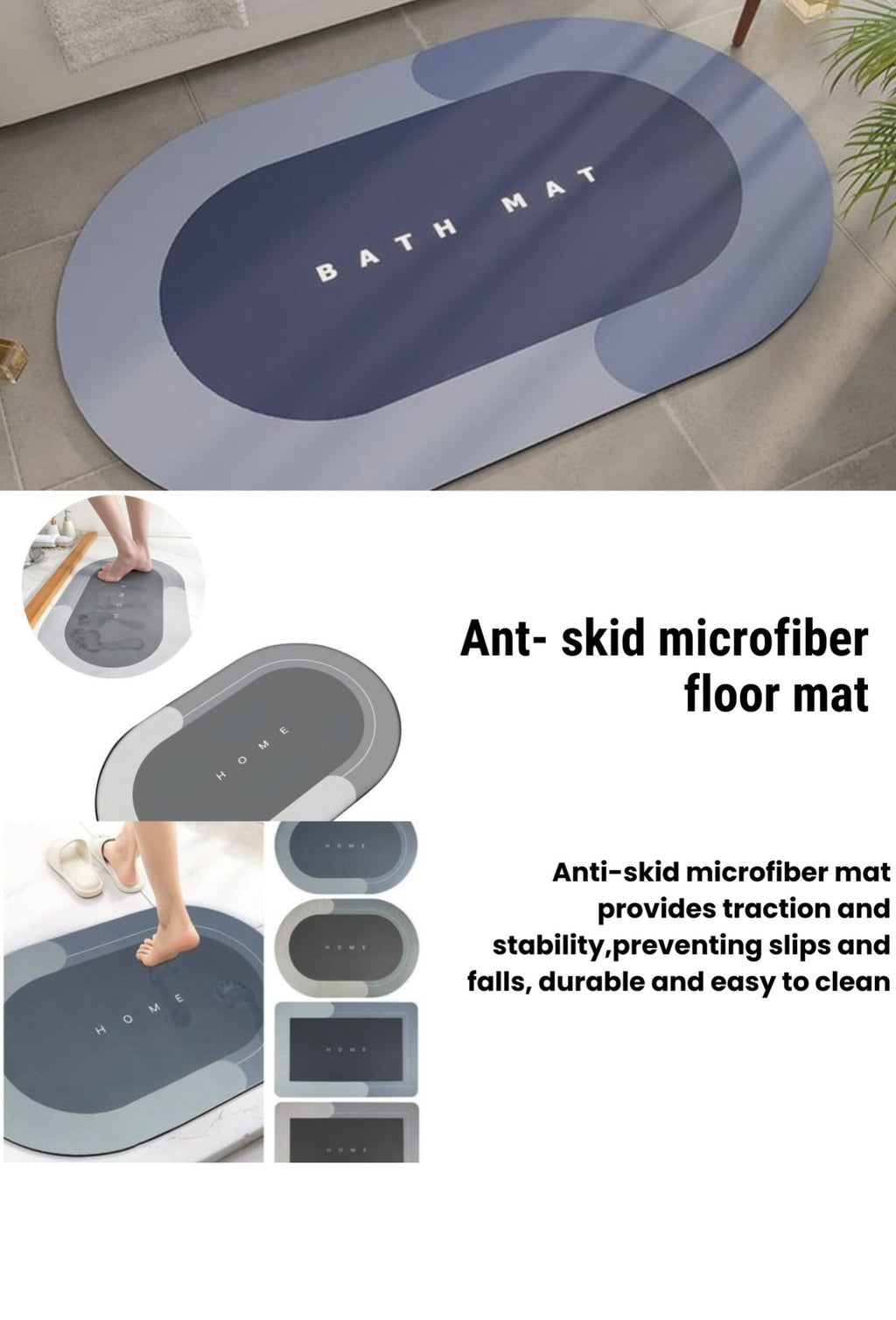 Anti-skid microfiber floor mat