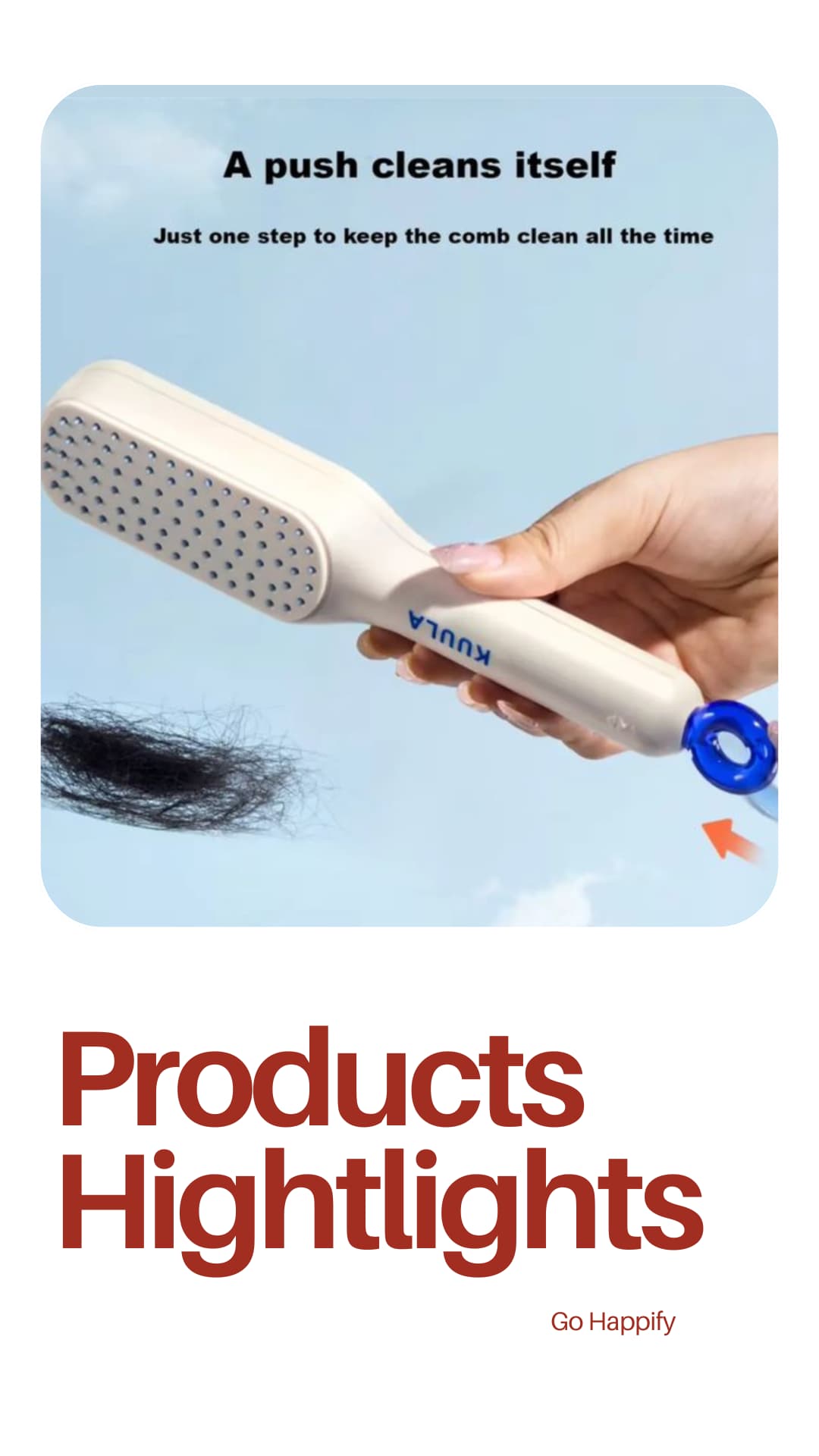 Self cleaning hair brush- Big