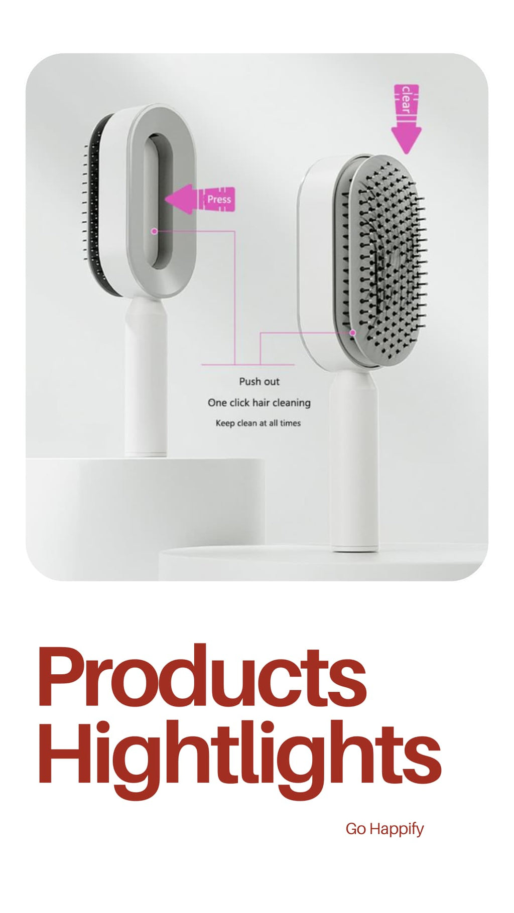 Self cleaning hair brush- Big