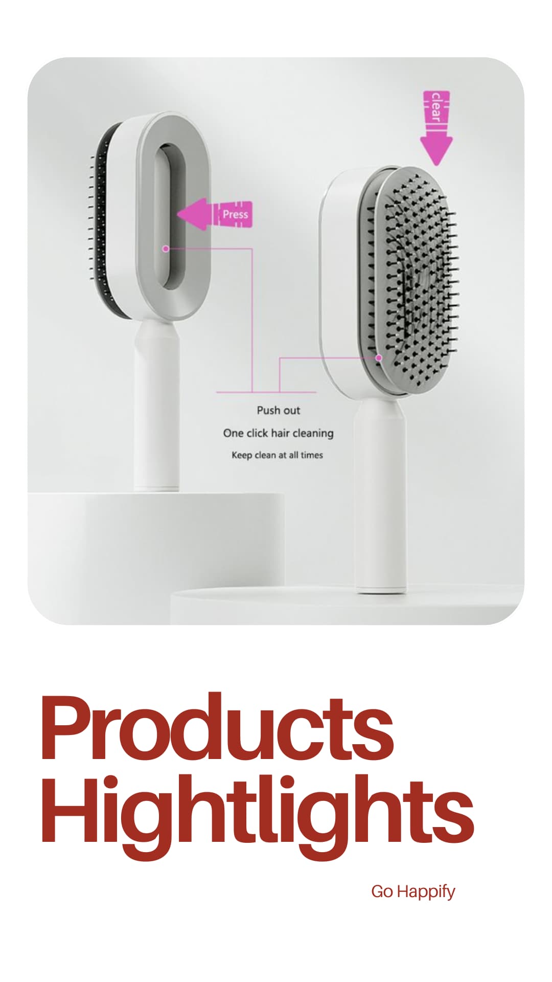 Self cleaning hair brush- Big