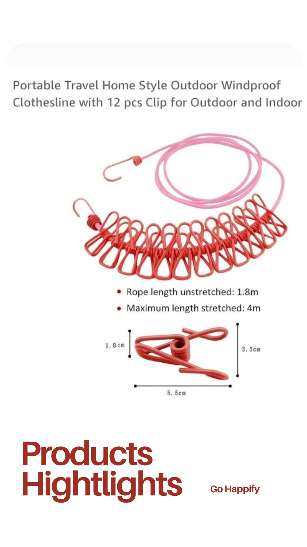 Strechable rope with clip