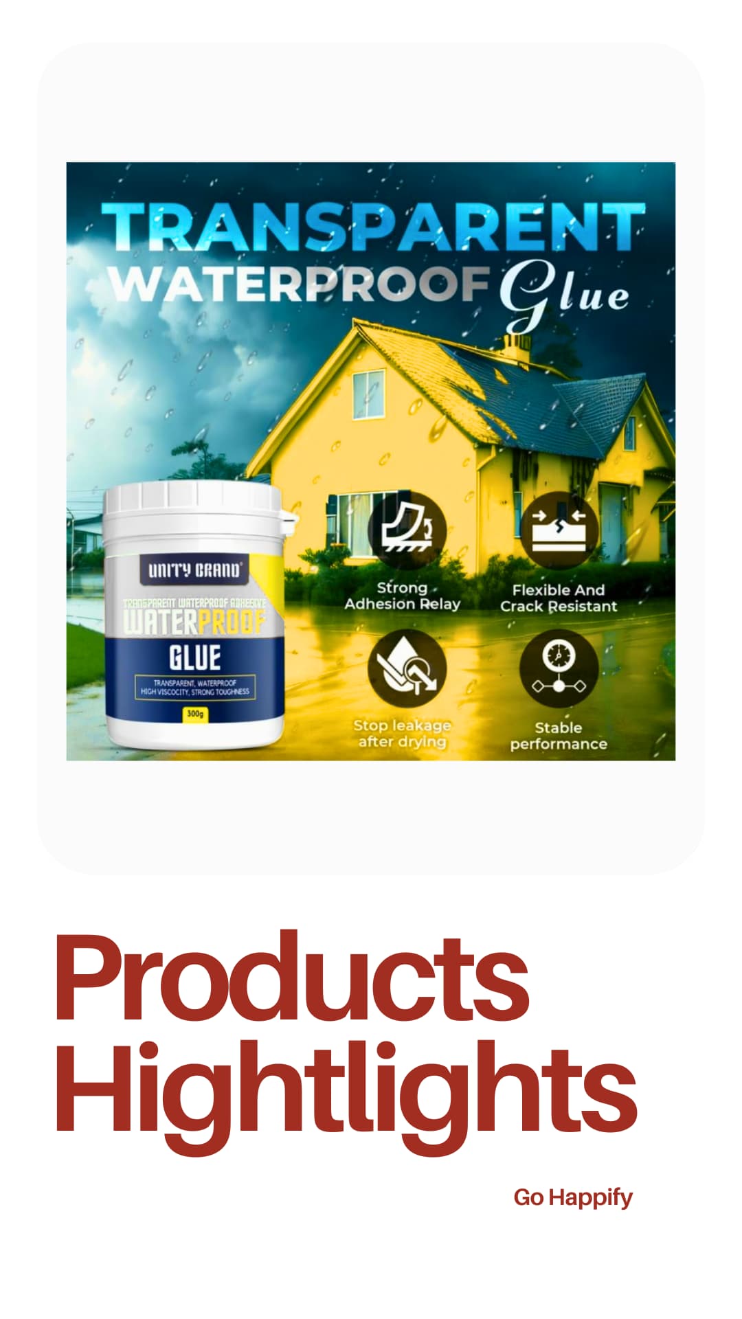 Transparent waterproof glue