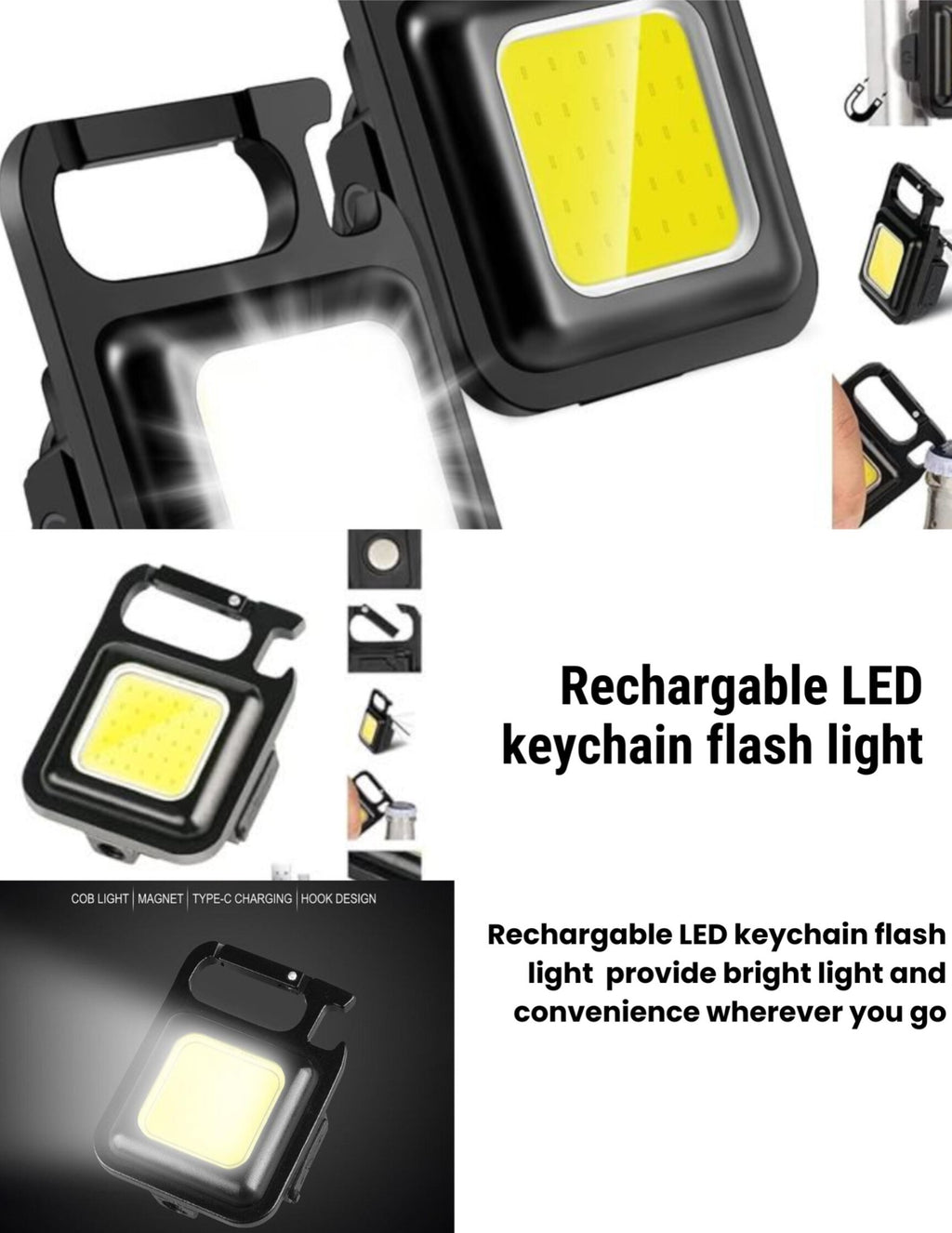 Rechargeable LED keychain flashlight