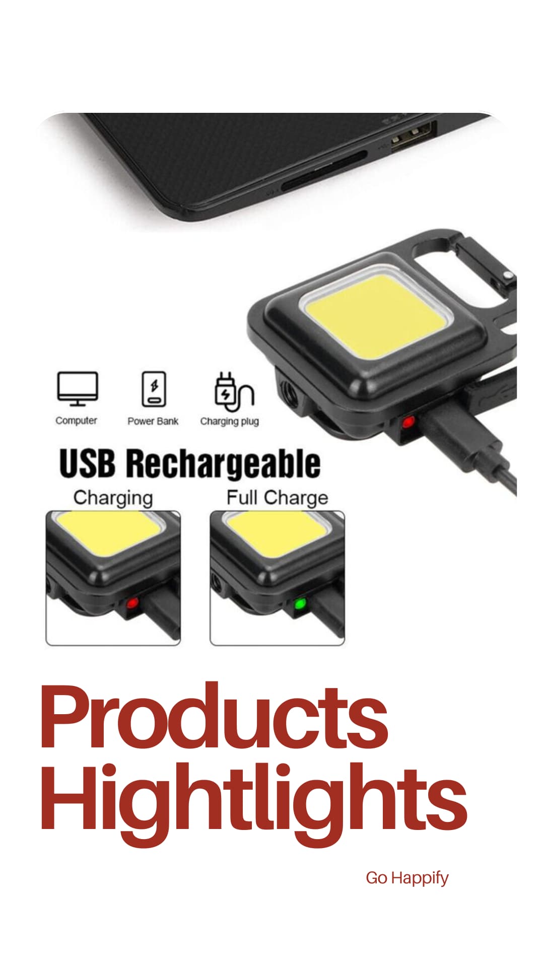 Rechargeable LED keychain flashlight