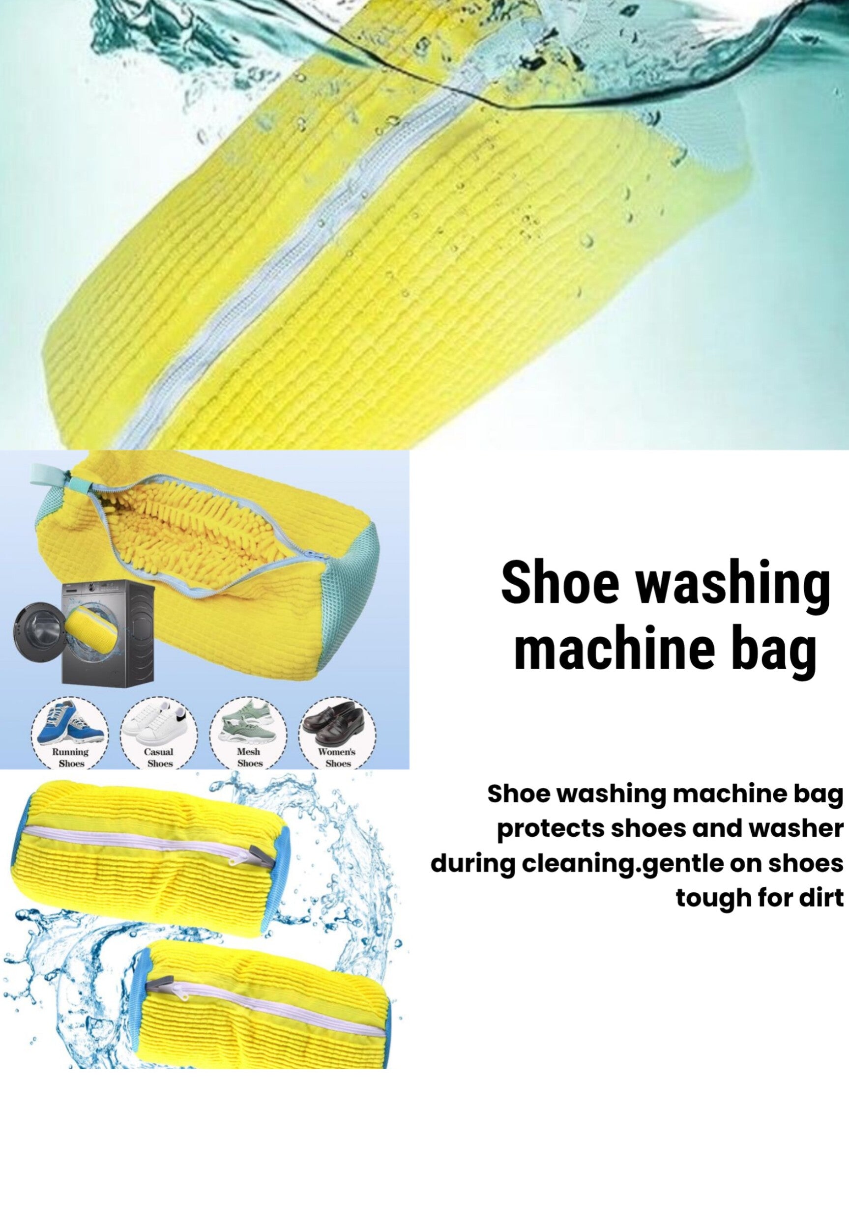 Shoe washing machine bag