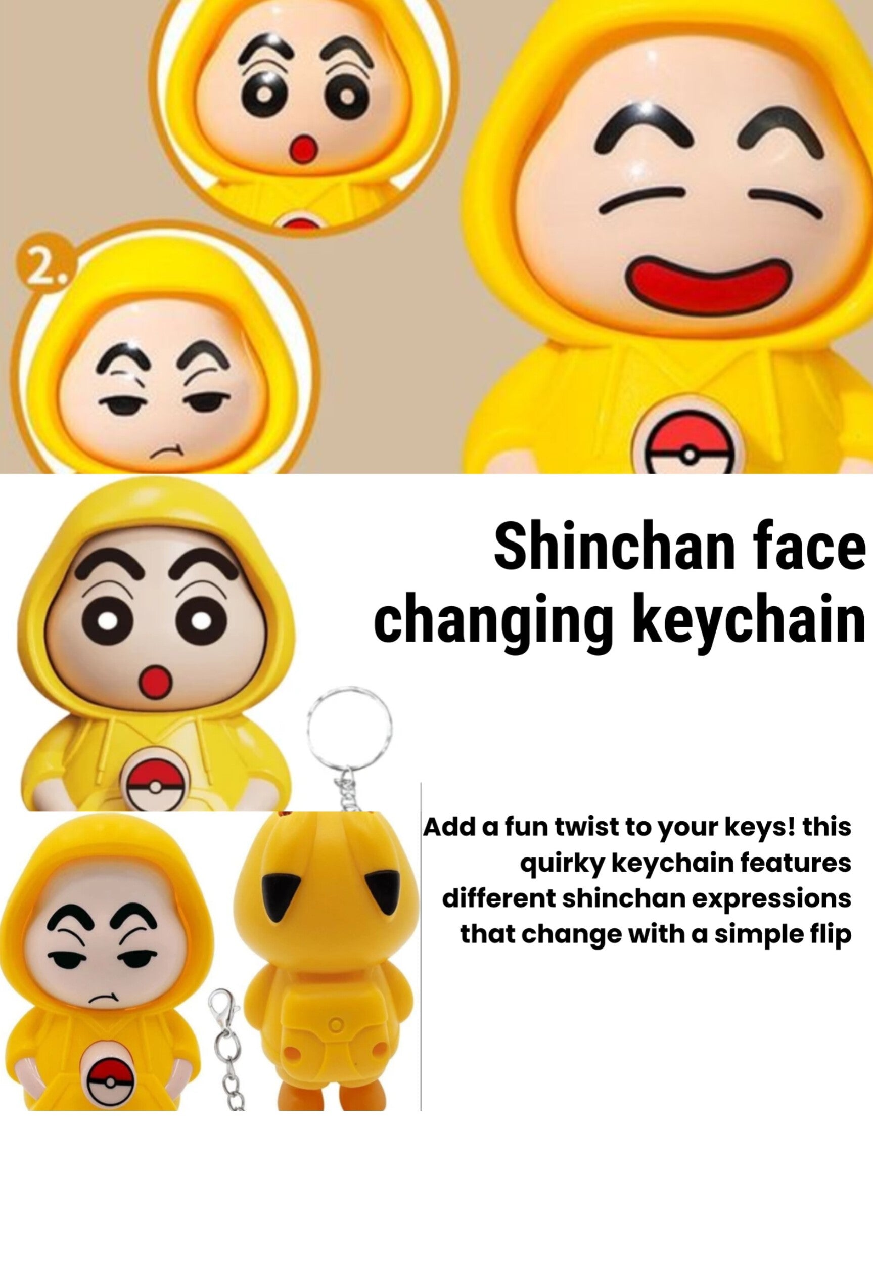 Shinchan face changing key chain