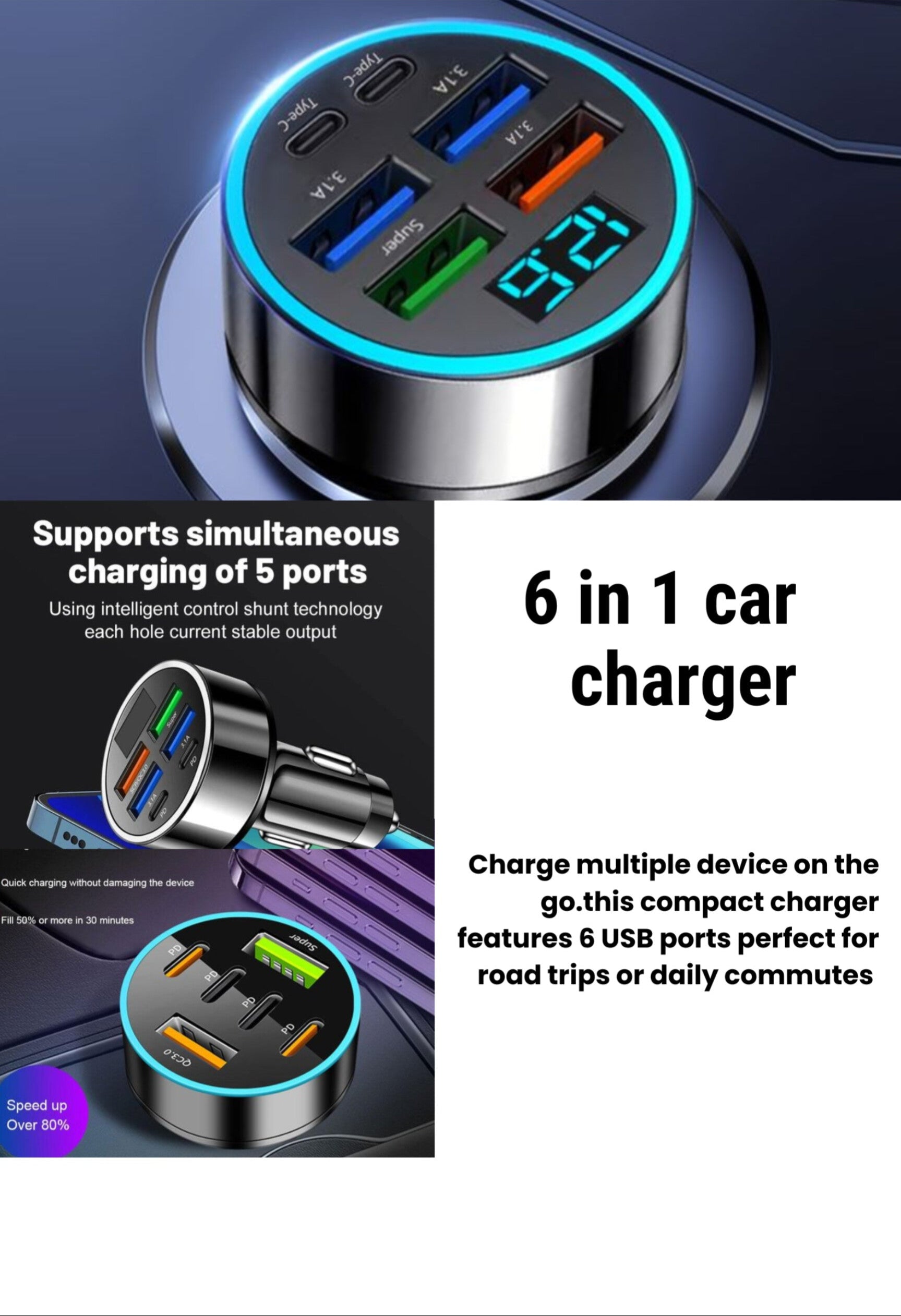 6 in 1 Car charger