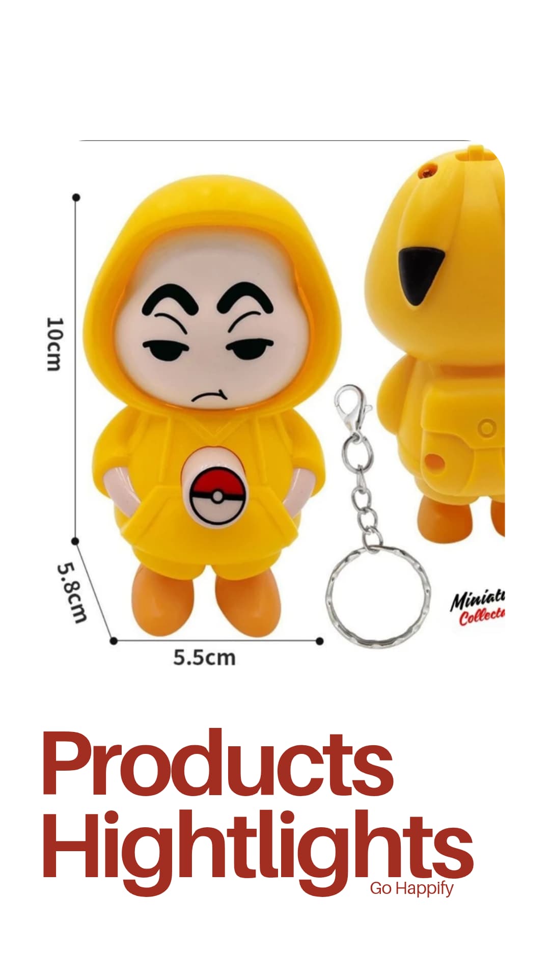 Shinchan face changing key chain