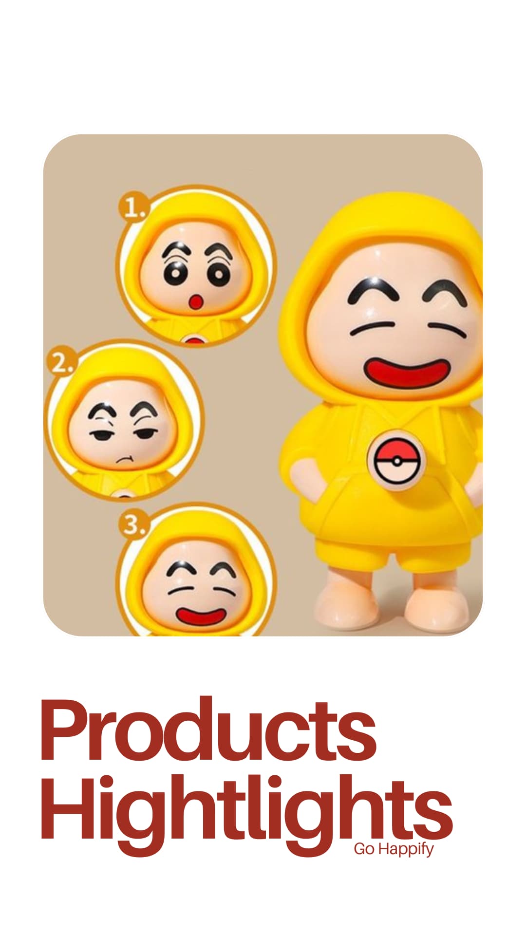 Shinchan face changing key chain