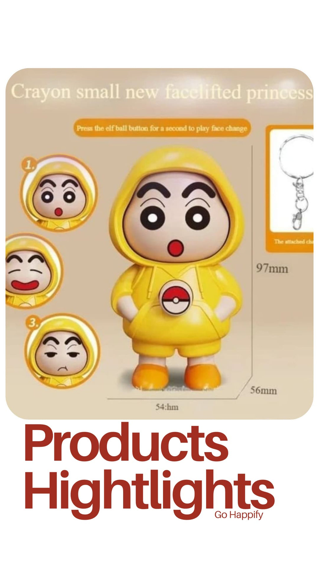 Shinchan face changing key chain