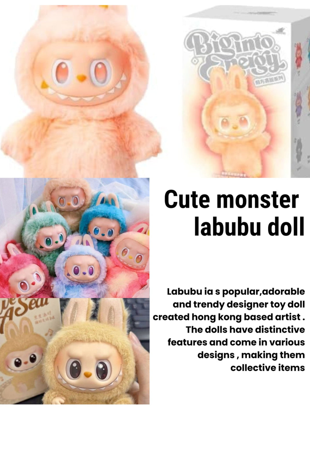 Cute labubu monster doll