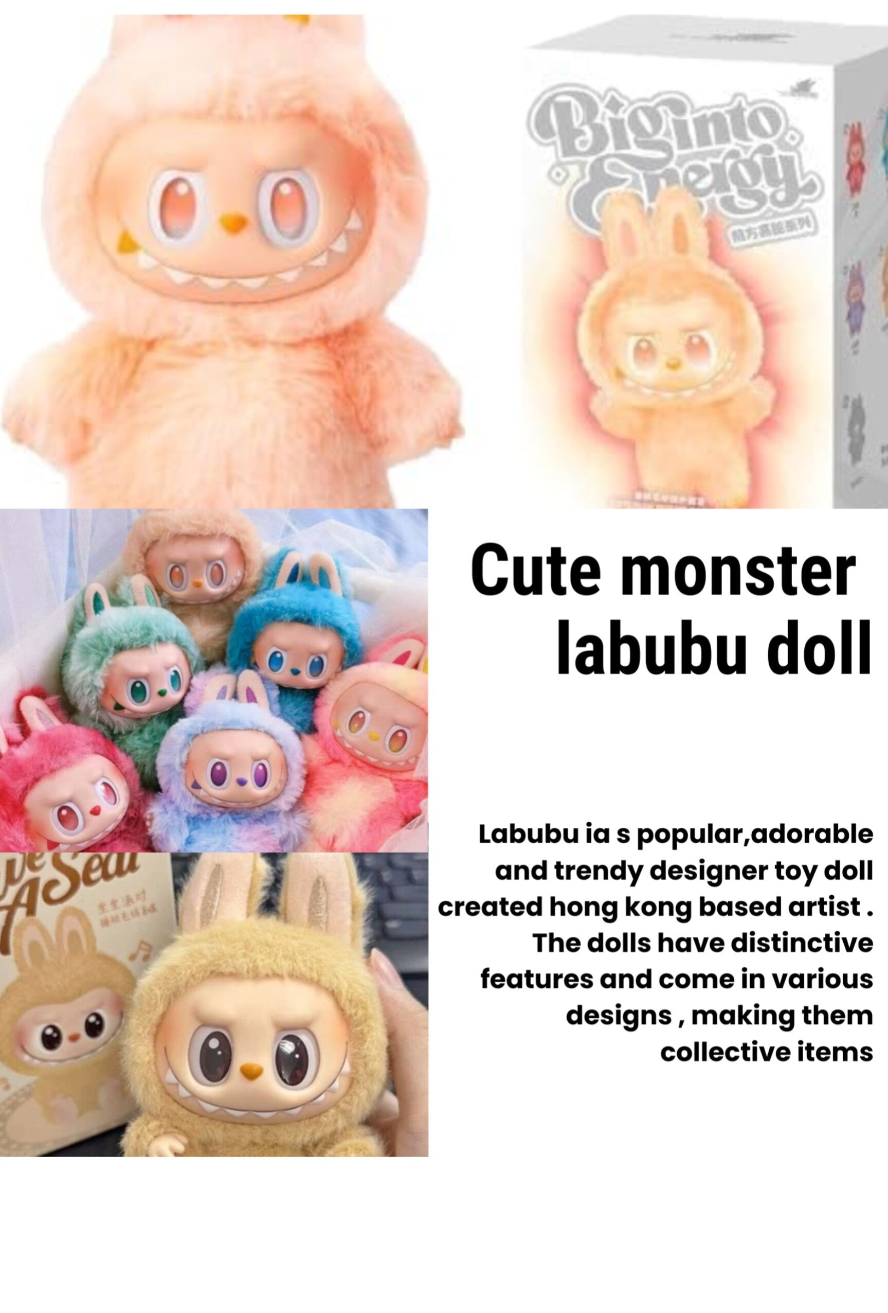 Cute labubu monster doll