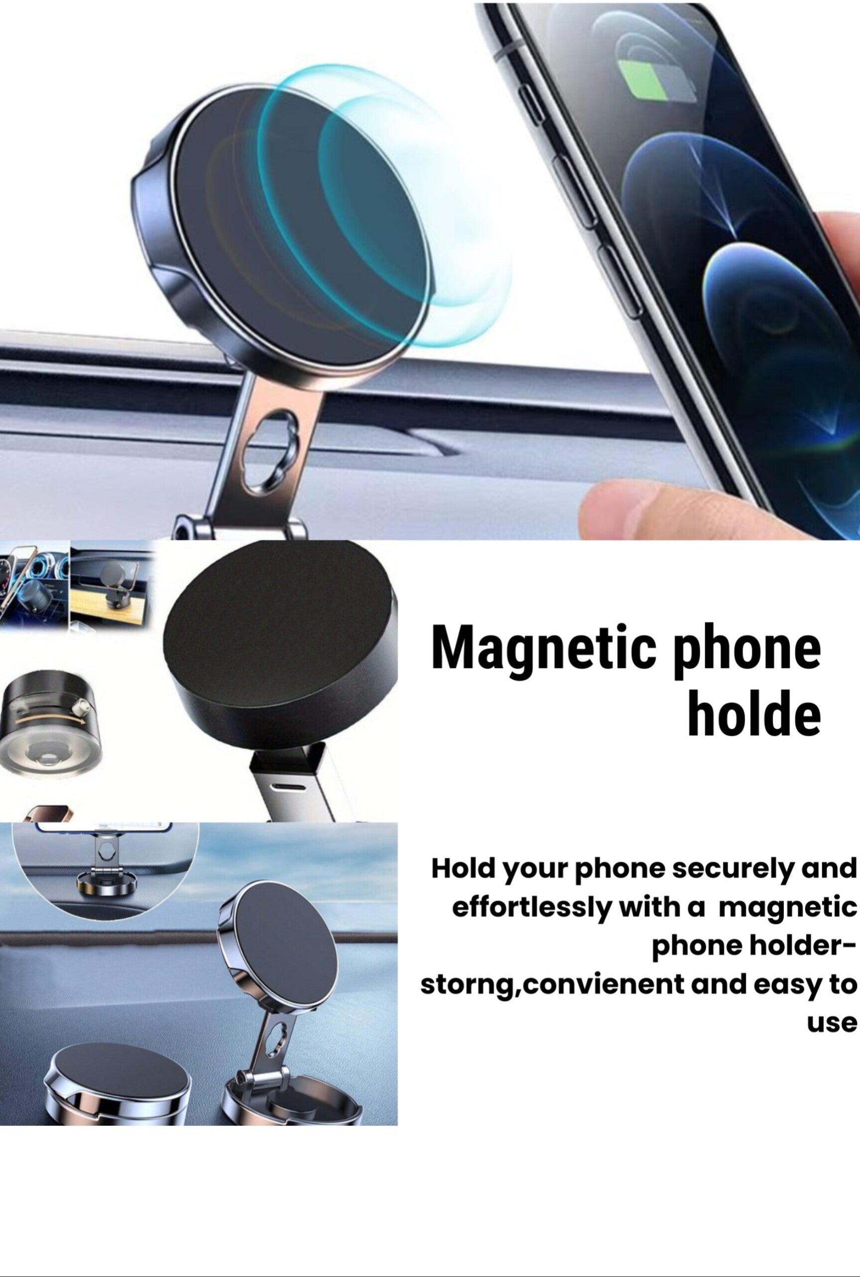 Universal Magnetic Phone Holder for Car, Desk & Home – Strong Grip & 360° Rotation