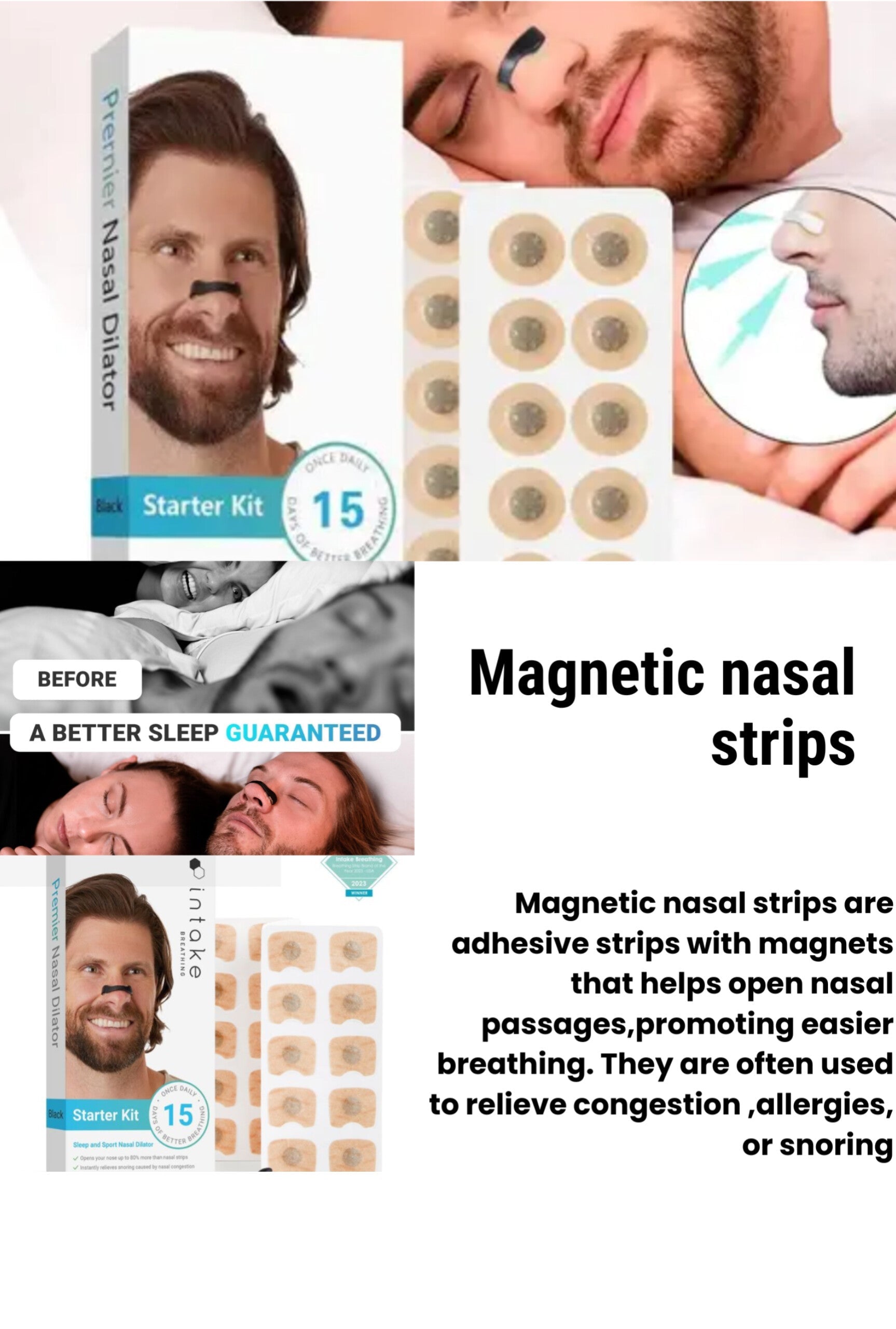 Magnetic Nasal Strips for Snoring Relief – Natural Breathing Support | Sleep Aid for Men & Women