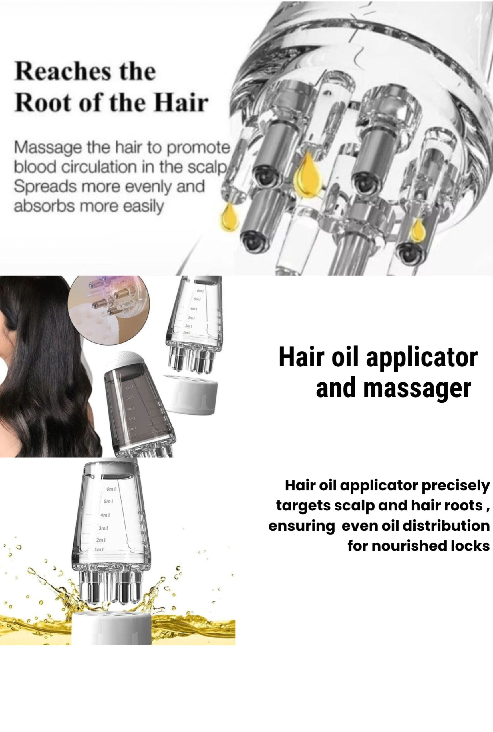 Hair oil applicator and massager