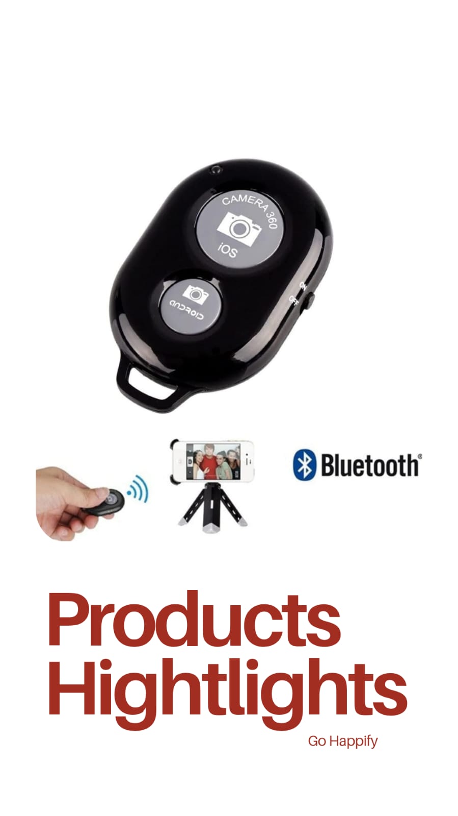Bluetooth Shutter Remote Control – Wireless Selfie Button for Android & iPhone